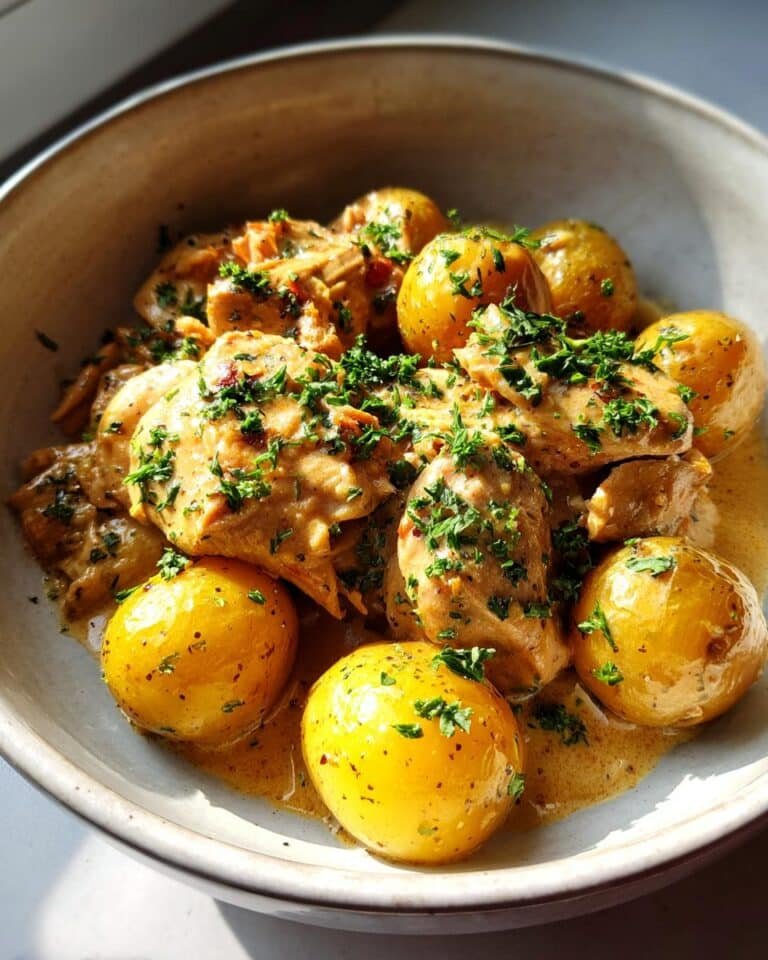 garlic parmesan crockpot chicken and potatoes