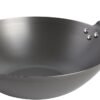 Babish Carbon Steel Wok 14 Inch Flat Bottom Stir Fry Pan Durable Heavy Duty Cookware for High Heat Cooking Stir Fry Saut